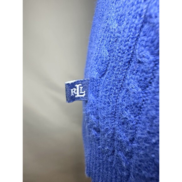 Lauren Ralph Lauren Blue Cable Knit Preppy V-Neck Sweater Women's SMALL - Picture 7 of 12